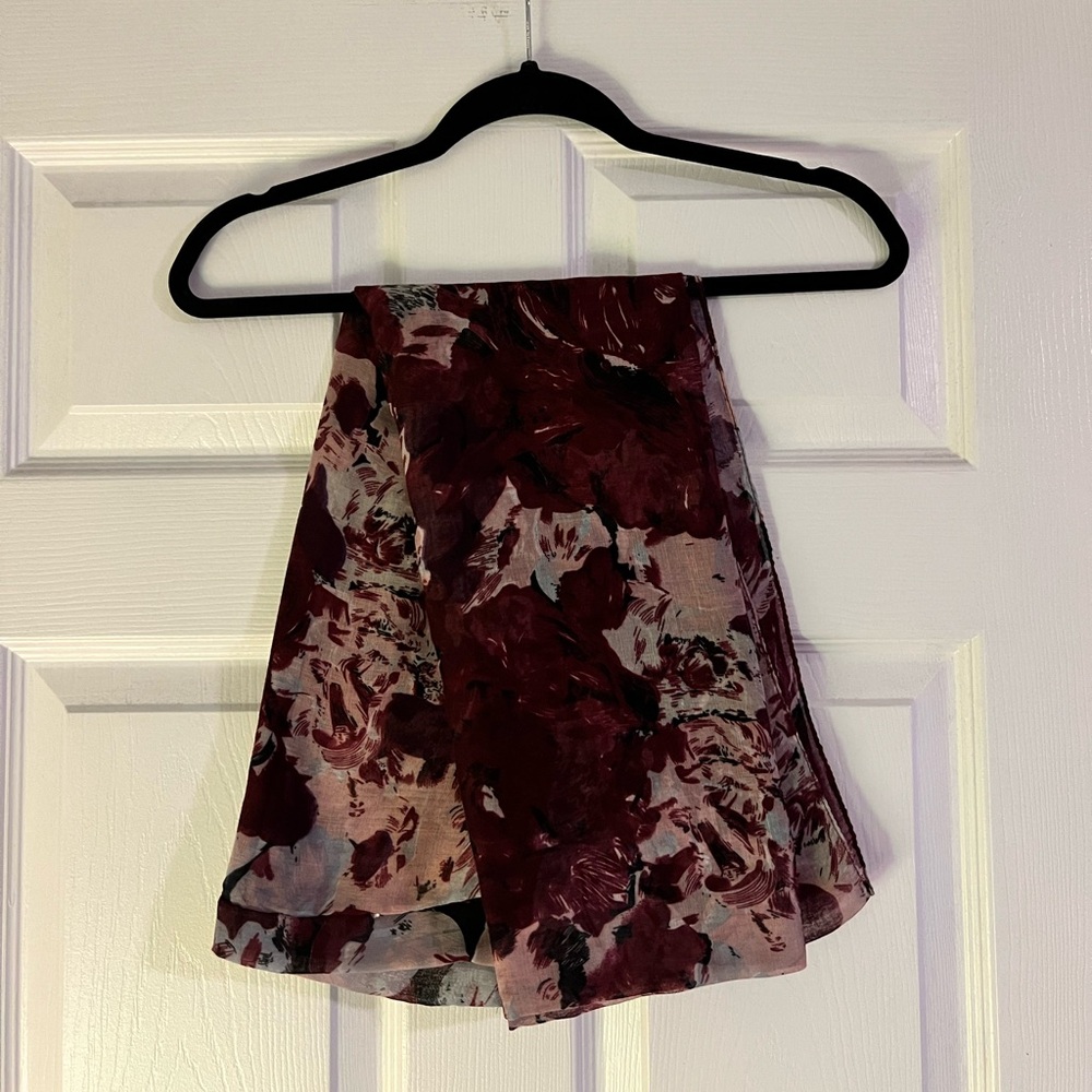 Floral Burgundy Scarf